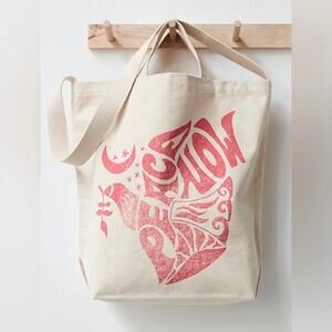 NEW Free People Going Places Peace Now Graphic Large Canvas Tote